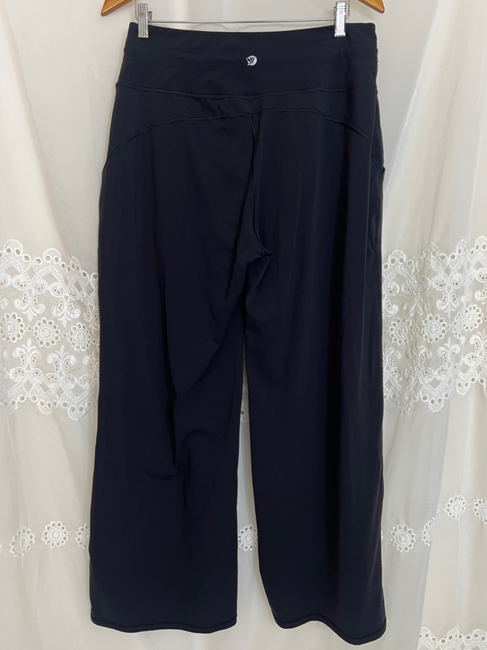 Women Iuga Athletic Pant LARGE Black Wide Leg High Waist Stretch Workout Yoga
